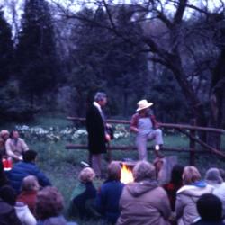 Round Meadow Candle Walk, performance in front of crowd and campfire