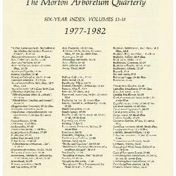 The Morton Arboretum Quarterly V. 13-18 Index