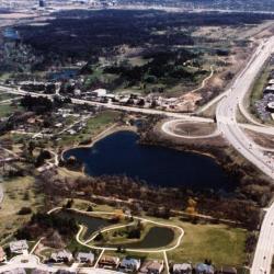 Aerial view of Arboretum and surrounding area