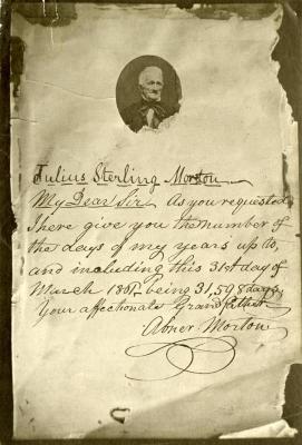 Letter to J. Sterling Morton from Abner Morton