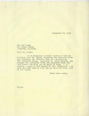 1941/09/17: Clarence E. Godshalk to Mr. Ted Smith