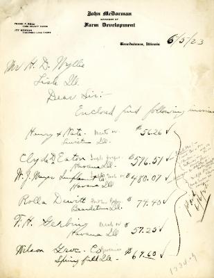 1923/06/05: John McDorman to H. D. Wyllie