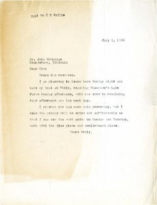 1923/07/05: Unknown sender to John McDorman