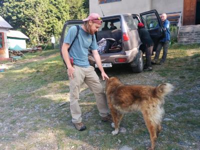 Joe Meny with Caucasian Mountain Dog