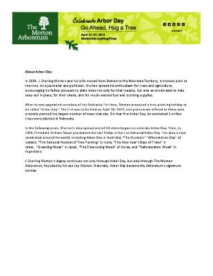 About Arbor Day Press Release