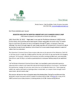 Summer Science Camp Press Release