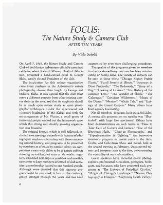 Focus: The Nature Study & Camera Club after ten Years