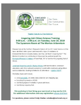 Chicago Region Trees Initiative Email, Lingering Ash Citizen Science Training