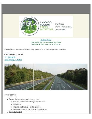 Chicago Region Trees Initiative Email, Transportation and Trees Workshop