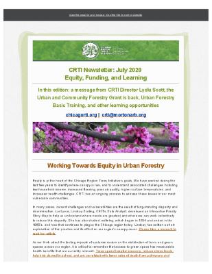 Chicago Region Trees Initiative Newsletter, July 2020