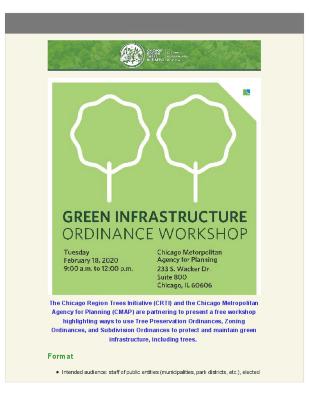 Chicago Region Trees Initiative Email, Green Infrastructure Ordinance Workshop