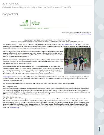 Champion of Trees 10K Press Release