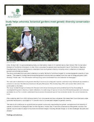 Genetic Diversity Conservation Press Release