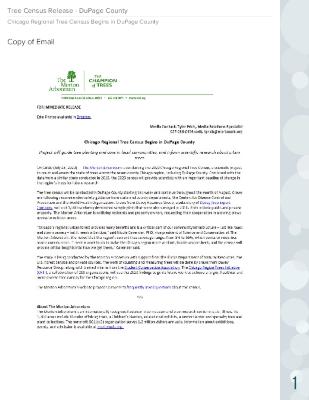 Tree Census in DuPage County Press Release