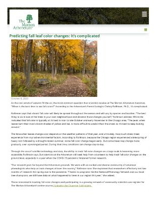 Fall Color Change Press Release