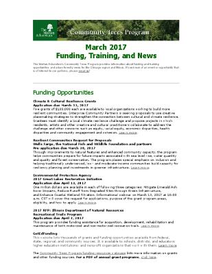 Community Trees Program Funding, Training, and News, March 2017