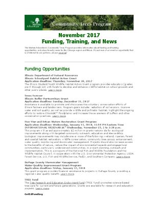 Community Trees Program Funding, Training and News, November 2017