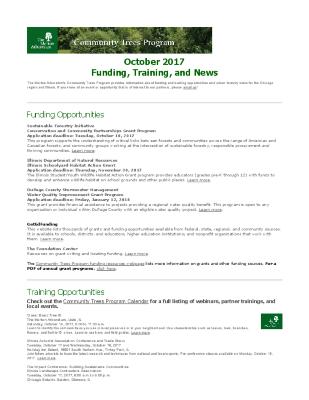 Community Trees Program, Funding, Training, and News, October 2017