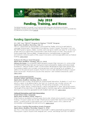 Community Trees Program Funding, Training, and News, July 2018