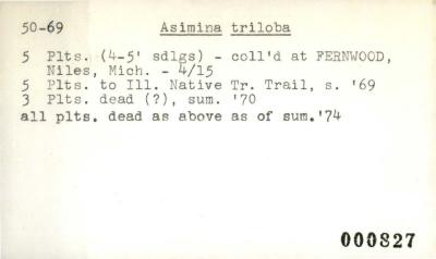 Plant Records Card Catalog, Asimina (pawpaw)