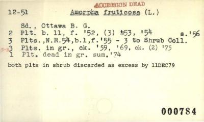 Plant Records Card Catalog, Amorpha (false indigo)