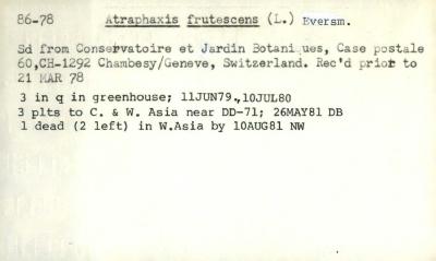 Plant Records Card Catalog, Atraphaxis (buckwheat)