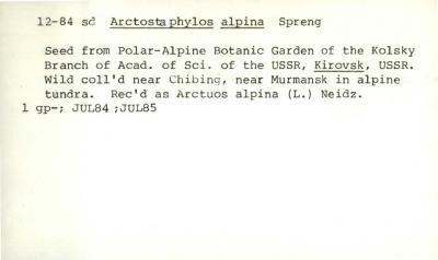 Plant Records Card Catalog, Arctostaphylos (manzanita)