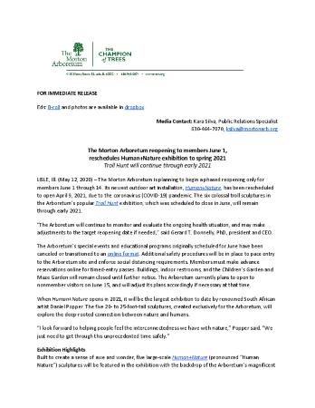 Arboretum Reopening Press Release