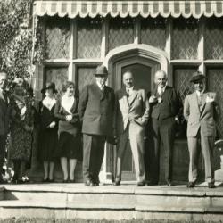 Joy Morton September 27, 1930 photo album: Joy Morton standing with group in front of Thornhill residence