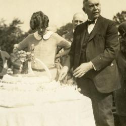 Joy Morton's 70th Birthday: Joy Morton cutting cake with Suzette
