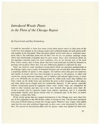Introduced Woody Plants in the Flora of the Chicago Region