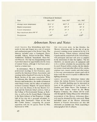 Arboretum News and Notes/ Climatological Summary