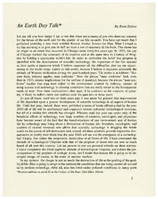 An Earth Day Talk