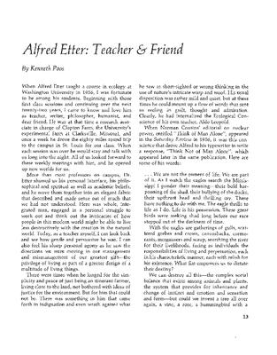 Alfred Etter: Teacher & Friend