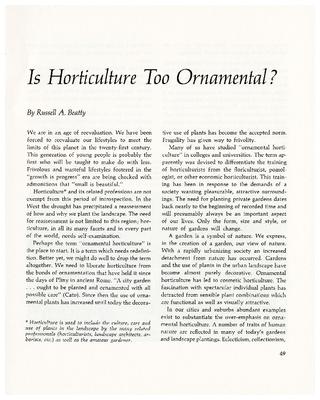 Is Horticulture Too Ornamental?