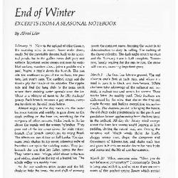 End of Winter: Excerpts from a Seasonal Notebook