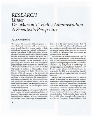 Research Under Dr. Marion T. Hall’s Administration: A Scientist’s Perspective