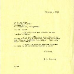 1949/02/04: E. L. Kammerer to J. W. Adams (Morris Arboretum)