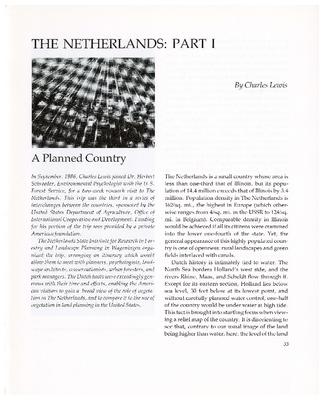 The Netherlands: Part I: A Planned Country