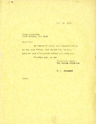 10/25/1934: E. L. Kammerer to Henry Leuthardt