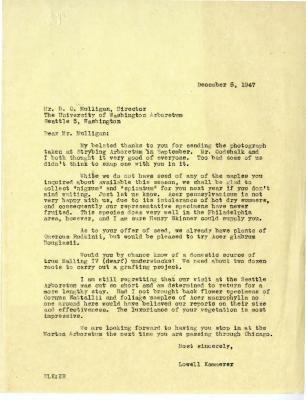 1947/12/05: E. L. Kammerer to Mr. B. O. Mulligan