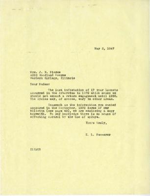 1947/05/02: E. L. Kammerer to Mrs. J. N. Pierce