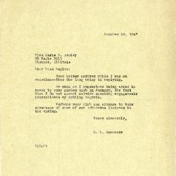 1947/10/16: E. L. Kammerer to Marie D. Aspley