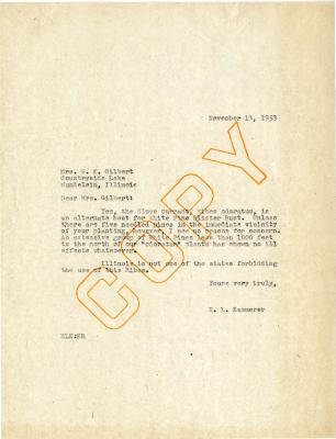 1953/11/13: E. L. Kammerer to Mrs. W. K. Gilbert