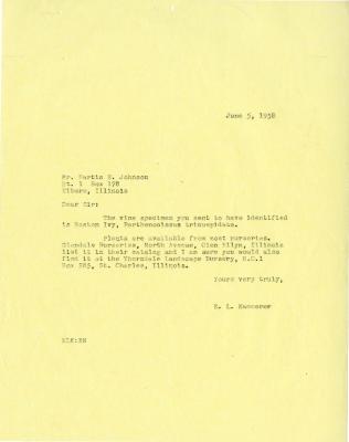 1958/06/05: E. L. Kammerer to Martin E. Johnson