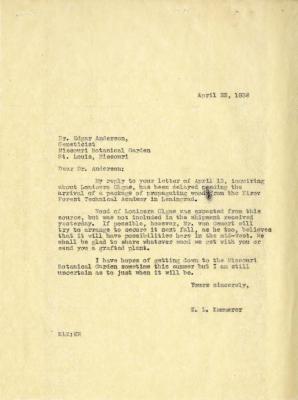 1938/04/22: E. L. Kammerer to Dr. Edgar Anderson