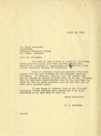 1938/04/22: E. L. Kammerer to Dr. Edgar Anderson