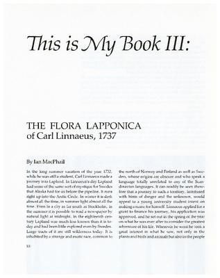 This is My Book III: The Flora Lapponica of Carl Linnaeus, 1737