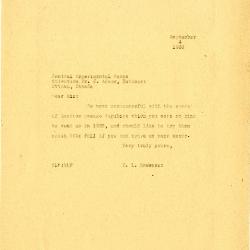 1930/09/04: E. L. Kammerer to Mr. J. Adams