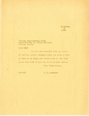 1930/09/04: E. L. Kammerer to Mr. J. Adams